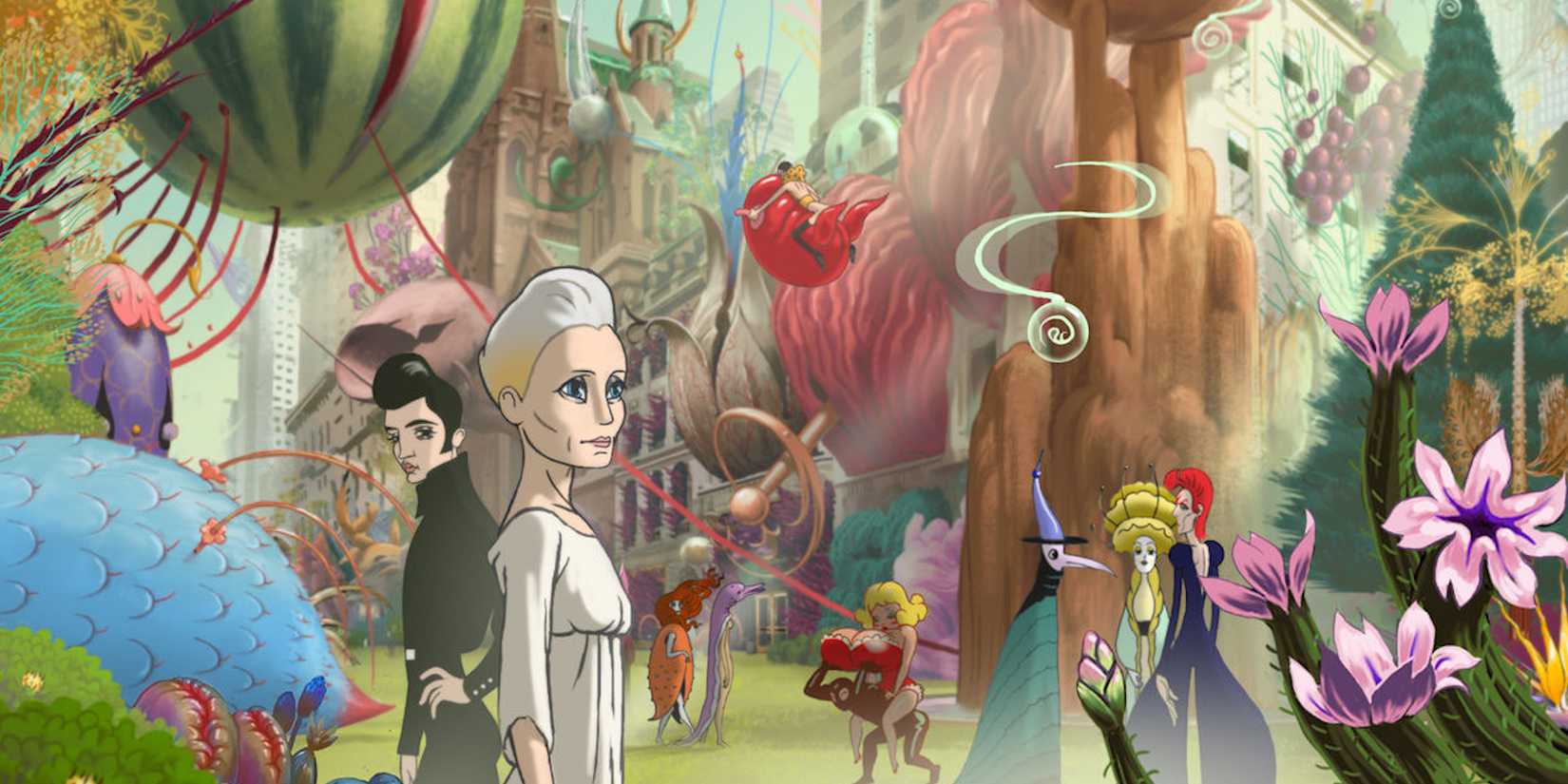 A group of characters in a forest in the congress