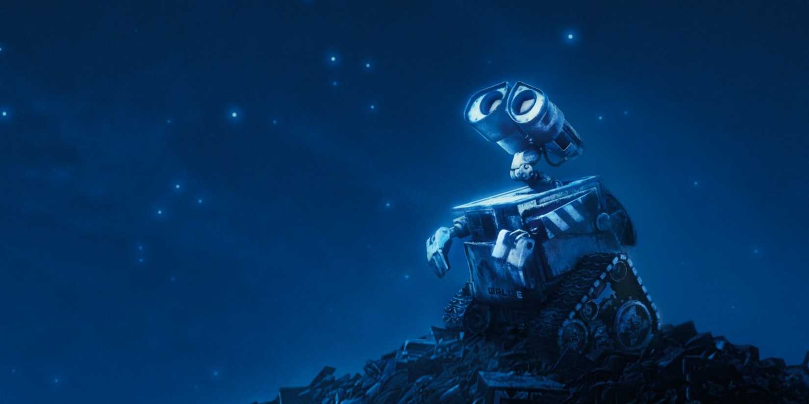 WALL-E gazing at the stars in WALL-E