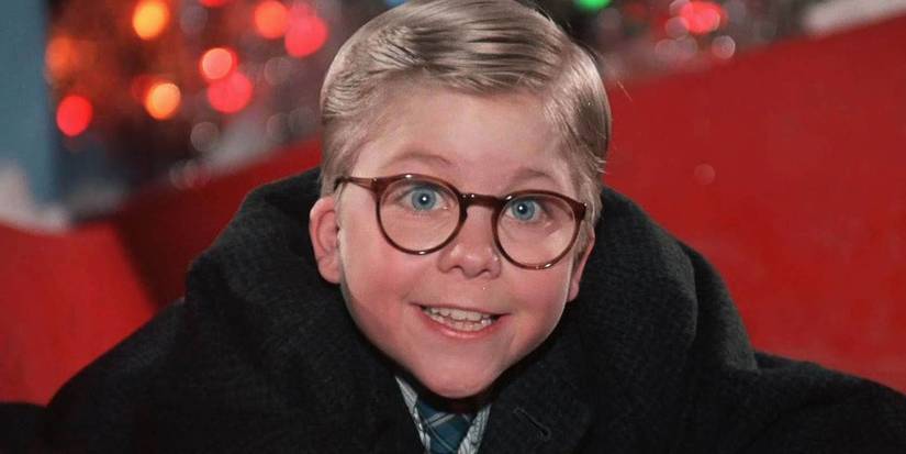 Peter Billingsley as Ralphie before getting pushed down the mall Santa's slide in A Christmas Story