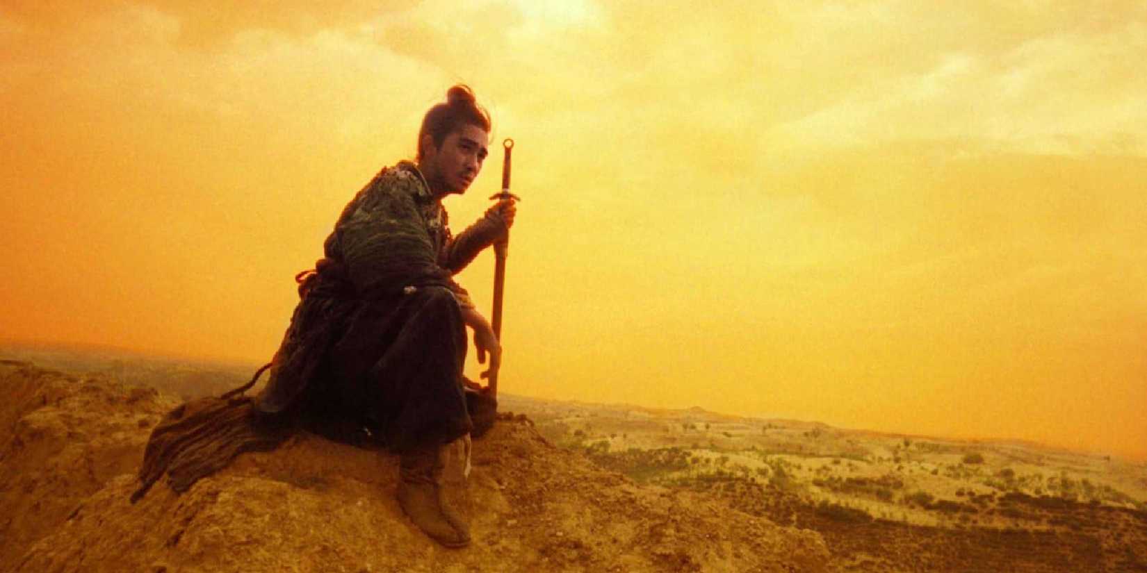 A samurai kneeling down holding a katana in Ashes of Time