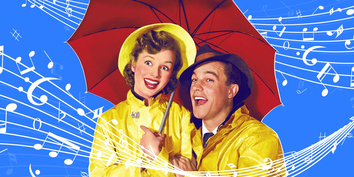 Gene Kelly and Debbie Reynolds sitting together in Singin' in the Rain