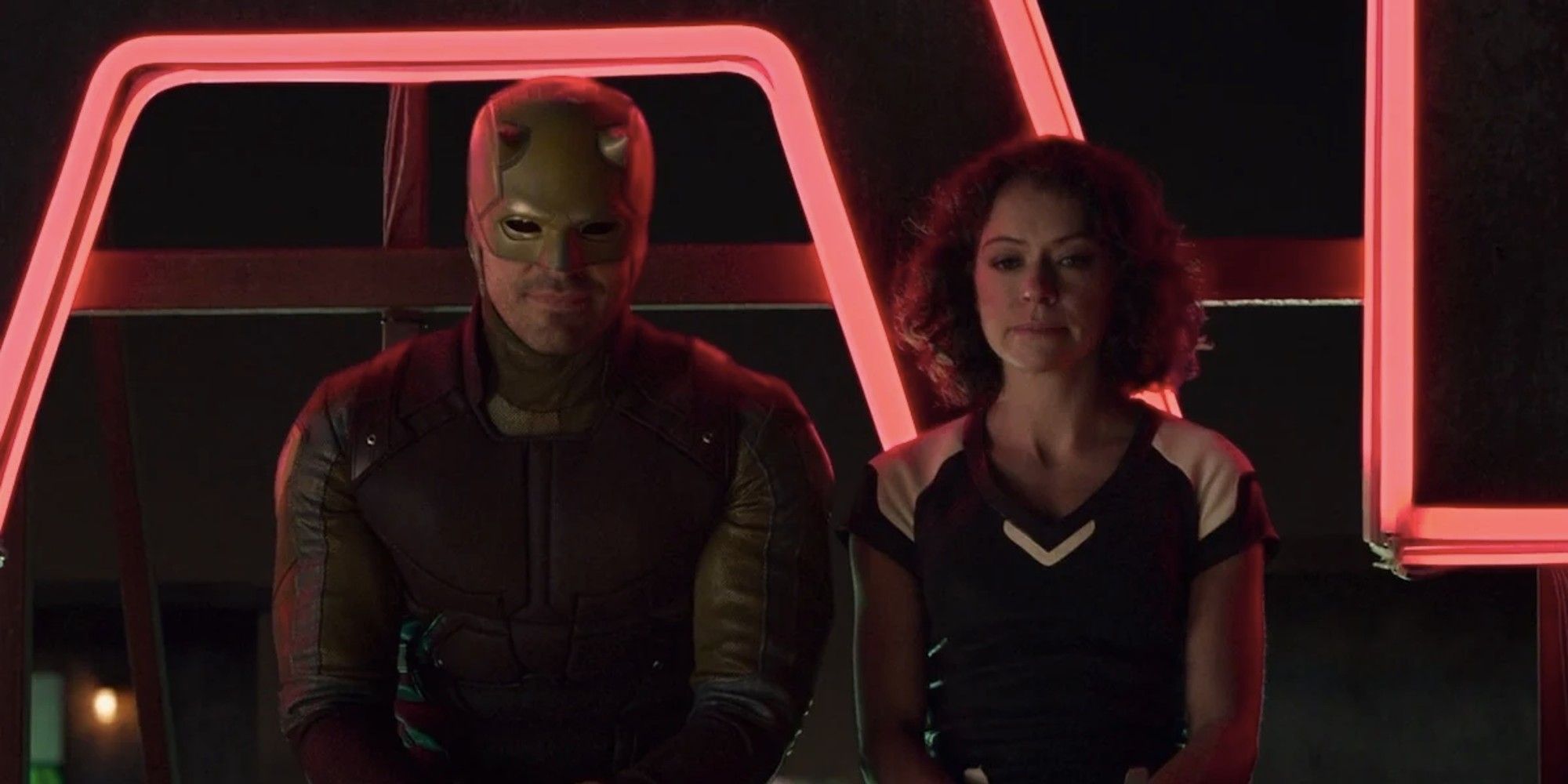 Charlie Cox as Daredevil and Tatiana Maslany as Jennifer Walters in 'She-Hulk'