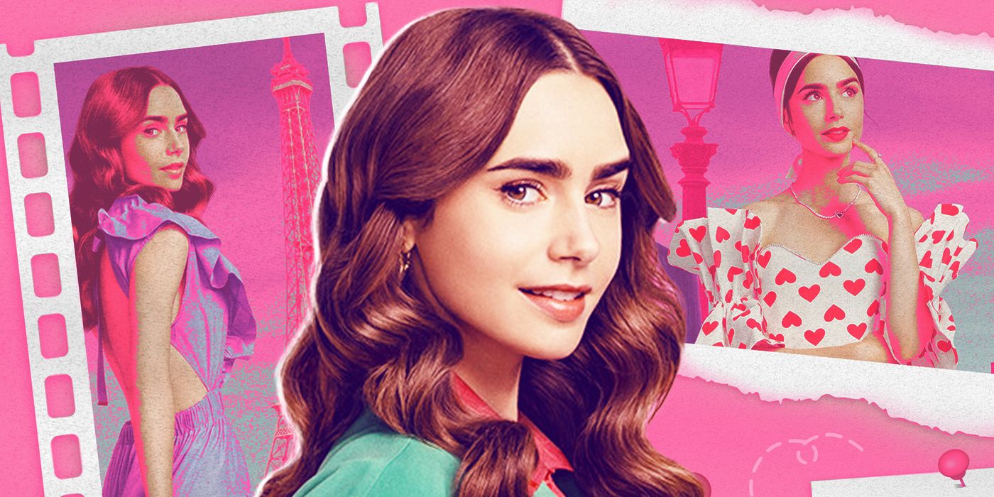 A collage of Lily Collins in Emily in Paris Season 2