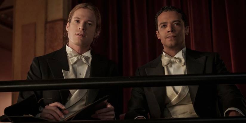 Джейкоб Андерсон в роли Луи и Сэм Рид в роли Лестата в сериале «Интервью с вампирами»