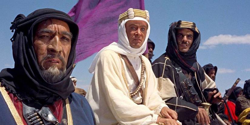 Auda Tayi, Lawrence, and Sharif Ali, looking disturbed in 'Lawrence of Arabia'