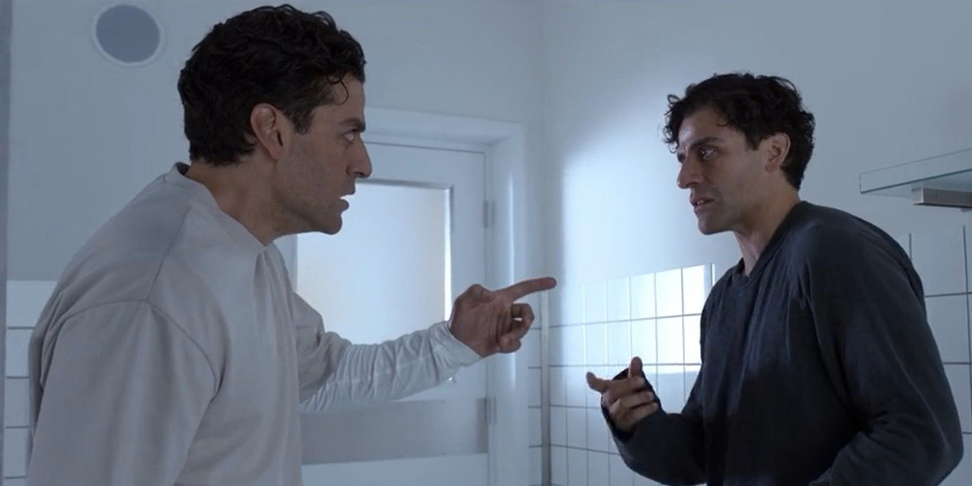 Oscar Isaac playing opposite himself as Steven and Marc in Moon Knight.