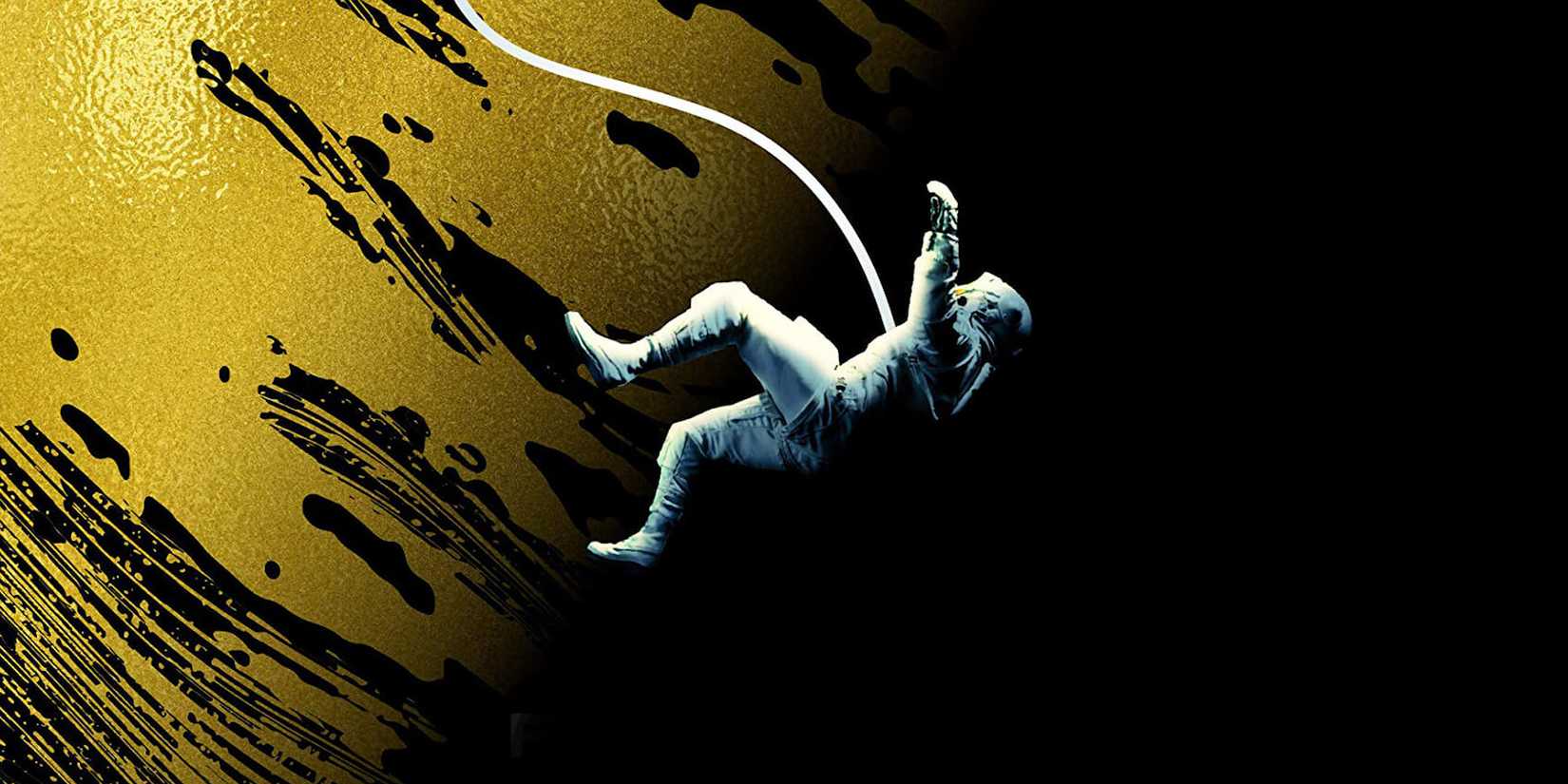 Sampul buku Project Hail Mary, seorang astronot jatuh ke luar angkasa