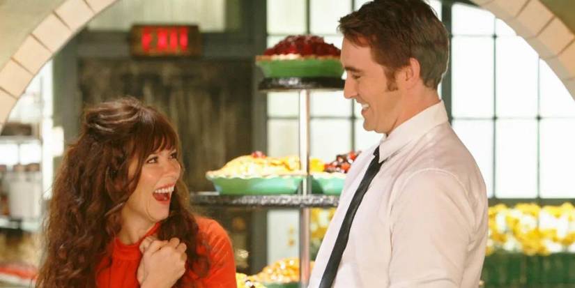 Lee Pace as Ned smiling with Anna Friel as Chuck in Pushing Daisies