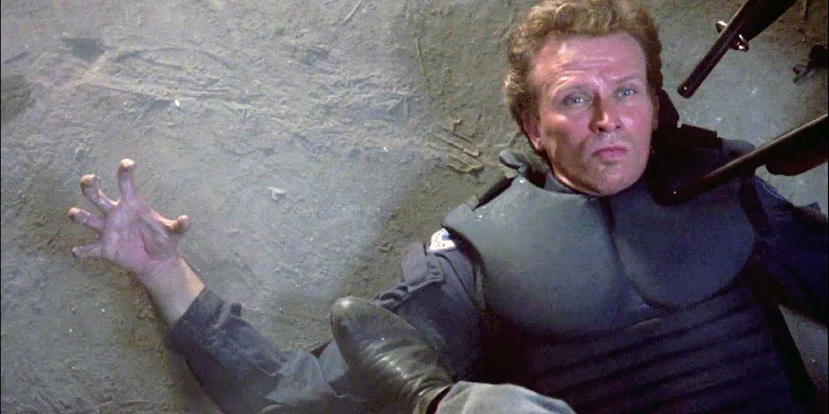 Alex Murphy (Peter Weller) just before he is shot in 'RoboCop'