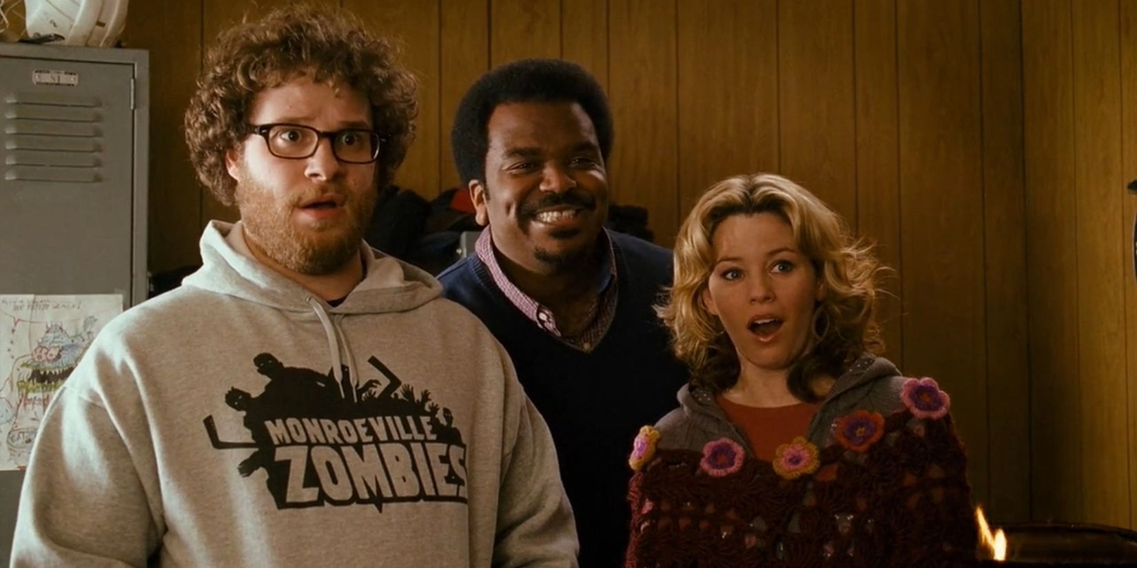 Zack, Delaney and Miri look surprised in 'Zack and Miri Make a Porno'.