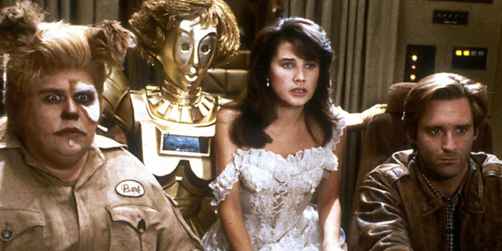 Bill Pullman, John Candy, Joan Rivers, Daphne Zuniga, and Lorene Yarnell Jansson in 'Spaceballs'