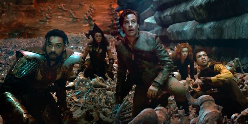 The cast of Dungeons & Dragons: Honor Among Thieves looking up