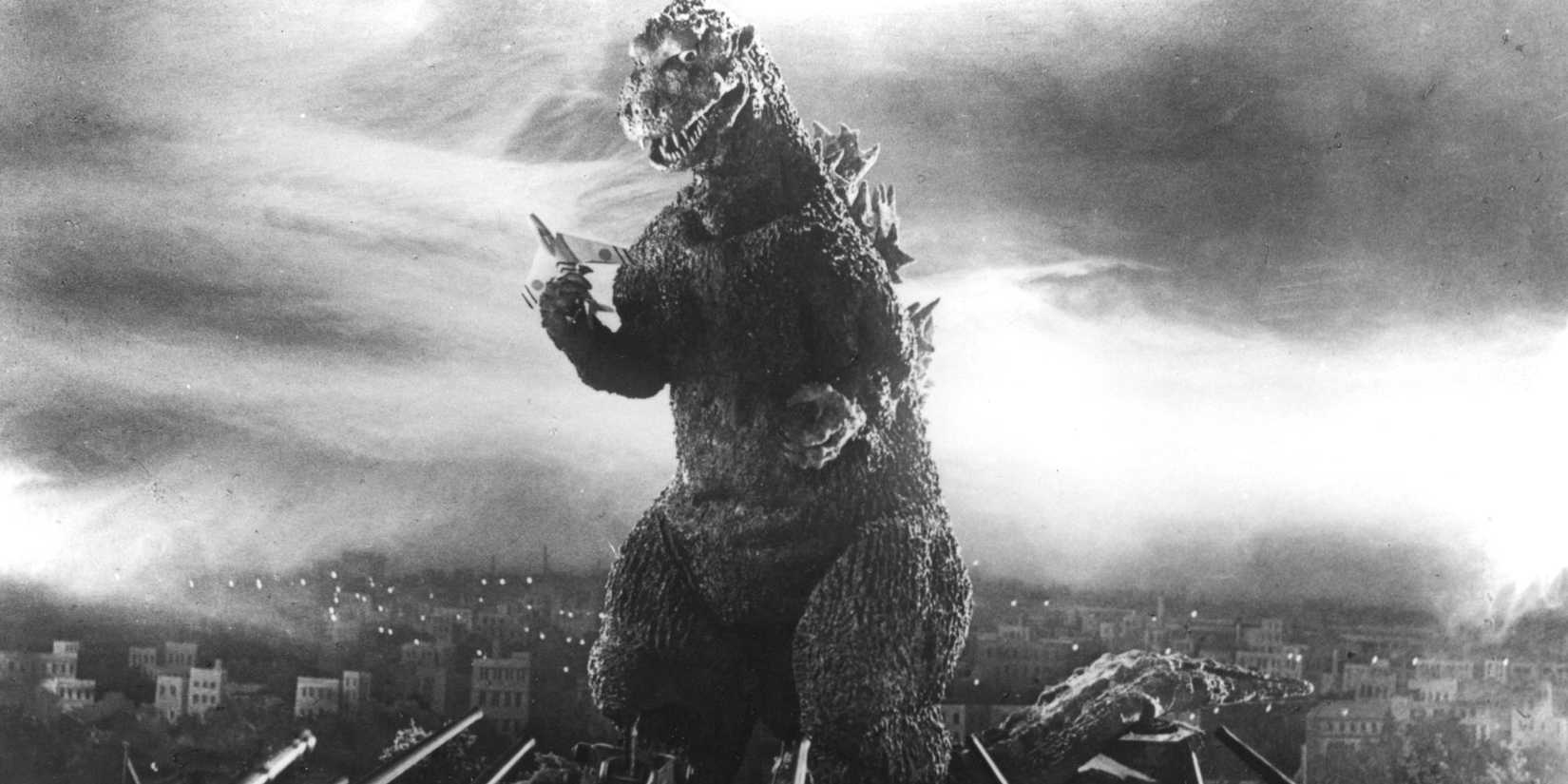An iconic shot from Godzilla (1954)