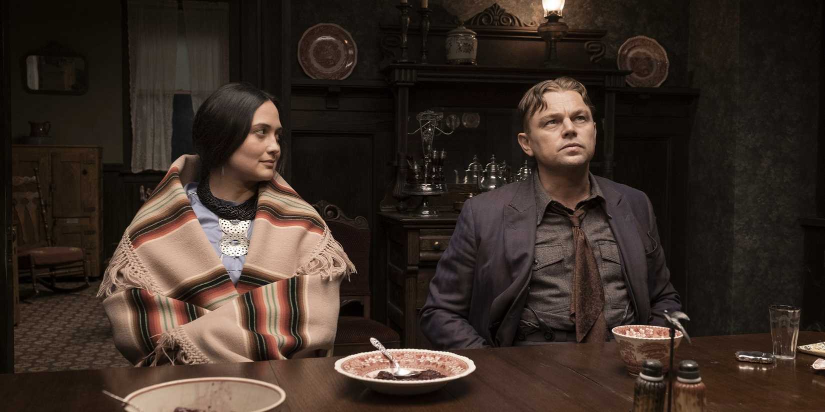 Lily Gladstone as Mollie Burkhart and Leonardo DiCaprio as Ernest Burkhart in 'Killers of the Flower Moon'
