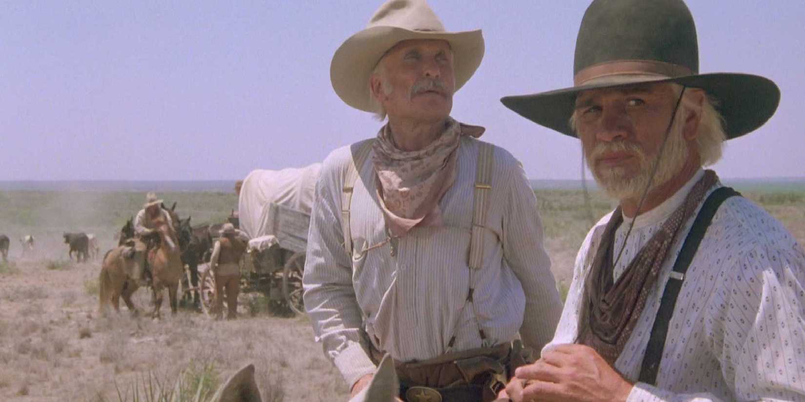 Gus (Robert Duvall) and Call (Tommy Lee Jones) on the plains in Lonesome Dove.