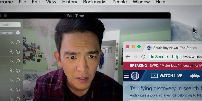 John Cho staring at a computer screen in Searching (2018).