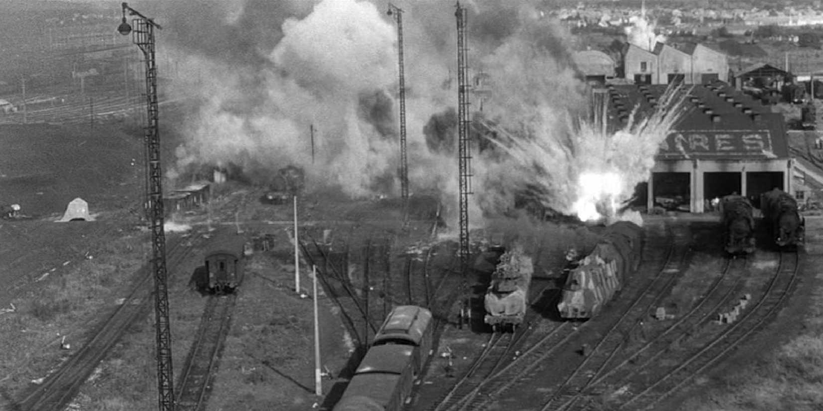 An explosion sees from above in The Train