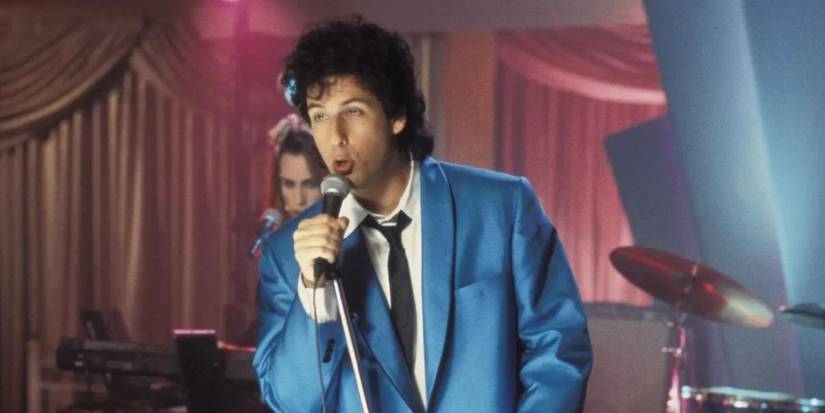 Robbie Hart, played by Adam Sandler, singing onstage in 'The Wedding Singer'