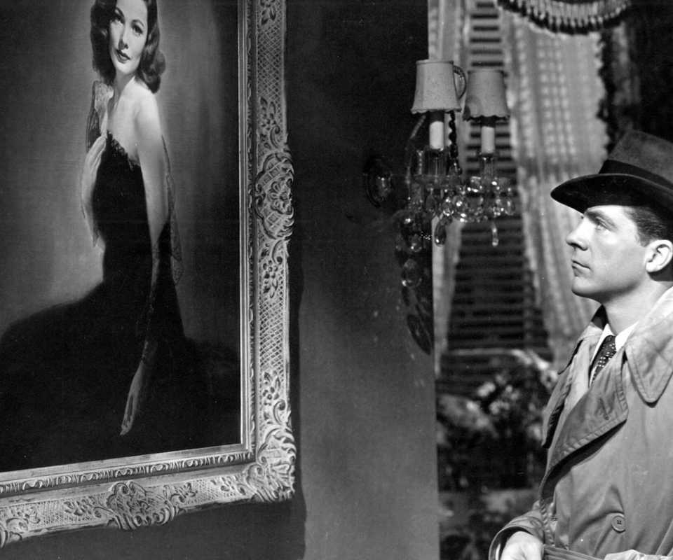 Dana Andrews looking at a portrait of Gene Tierney in 'Laura'.