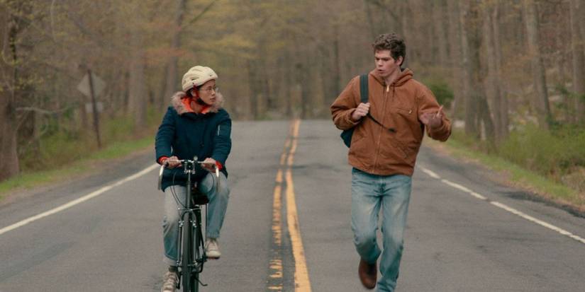 Ellie and Paul speaking on the road