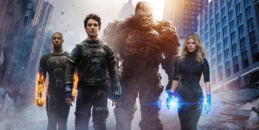 The Fantastic Four walking down a city street ready for action in 2015's Fantastic Four