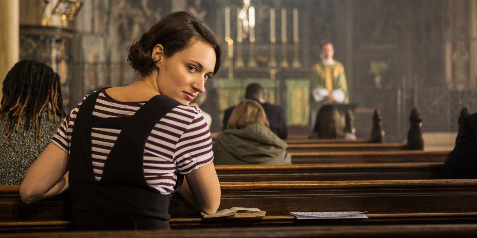 Phoebe Waller-Bridge sitting in a church in Fleabag