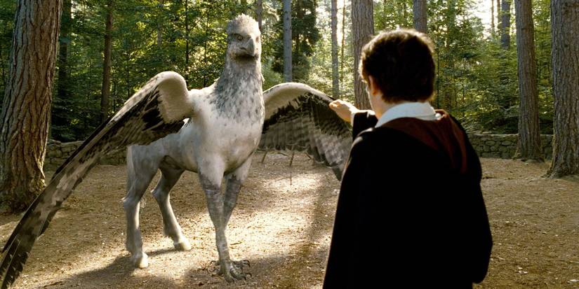 Harry (Daniel Radcliffe) and Buckbeak from Harry Potter and the Prisoner of Azkaban