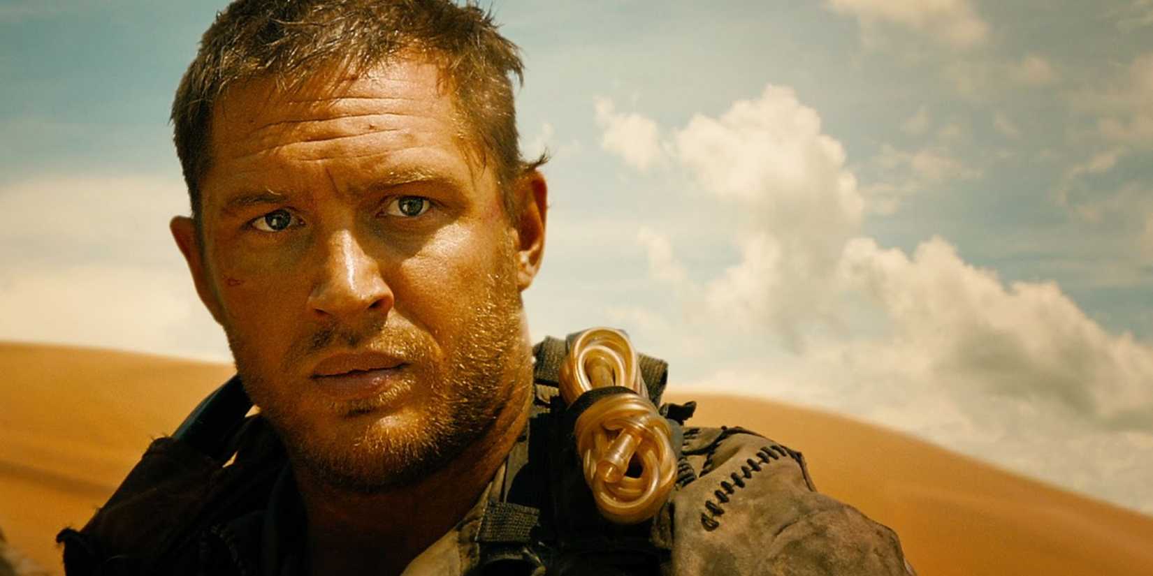 Tom Hardy as Max Rockatansky looking intently at something off-camera in 'Mad Max: Fury Road' (2015)