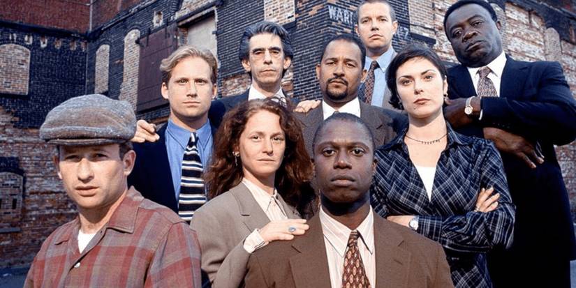 The cast of 'Homicide Life on the Street' pose for a photo