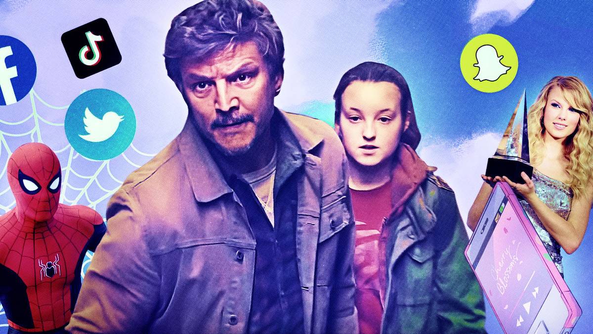 Pedro Pascal and Bella Ramsey from The Last of Us with Spider-Man, Taylor Swift, and Social Media