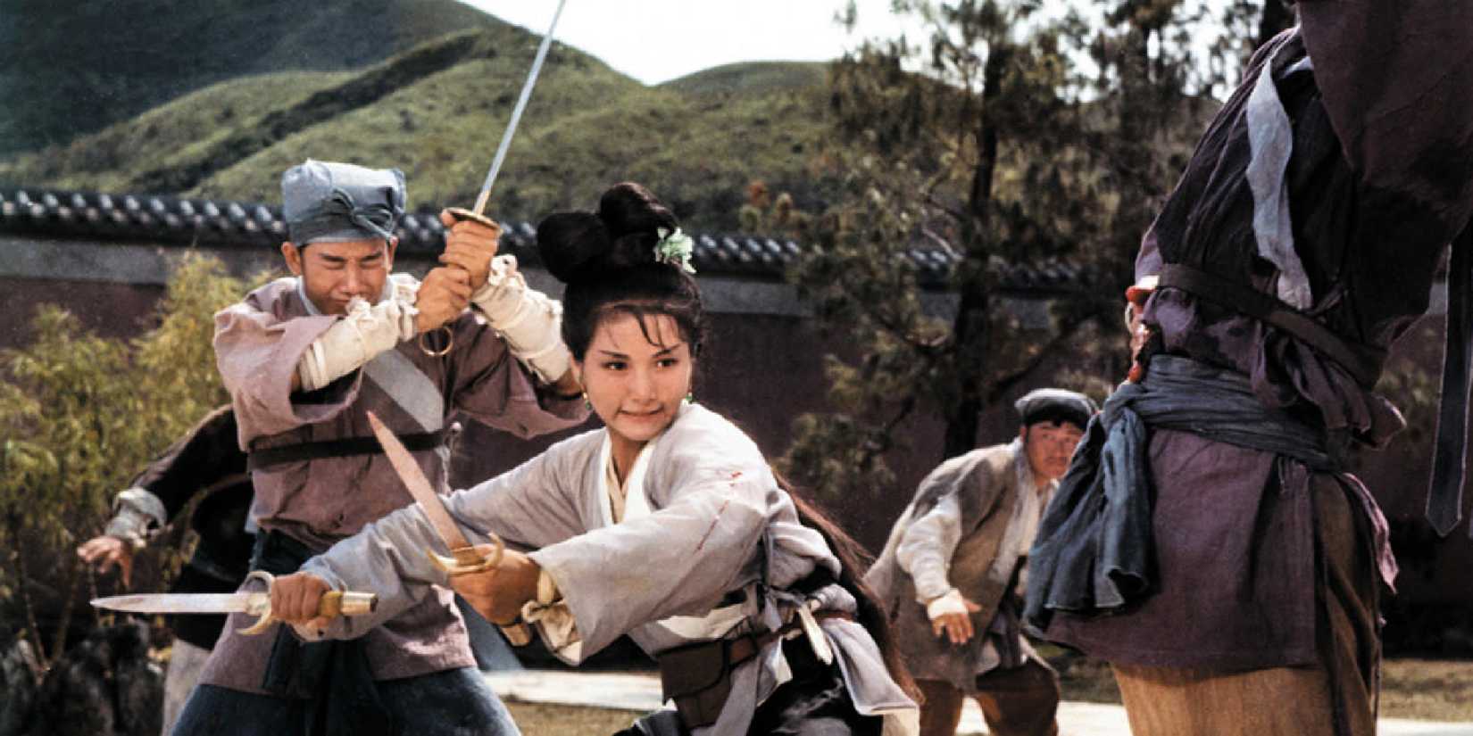 Cheng Pei-pei fighting with daggers in Come Drink With Me