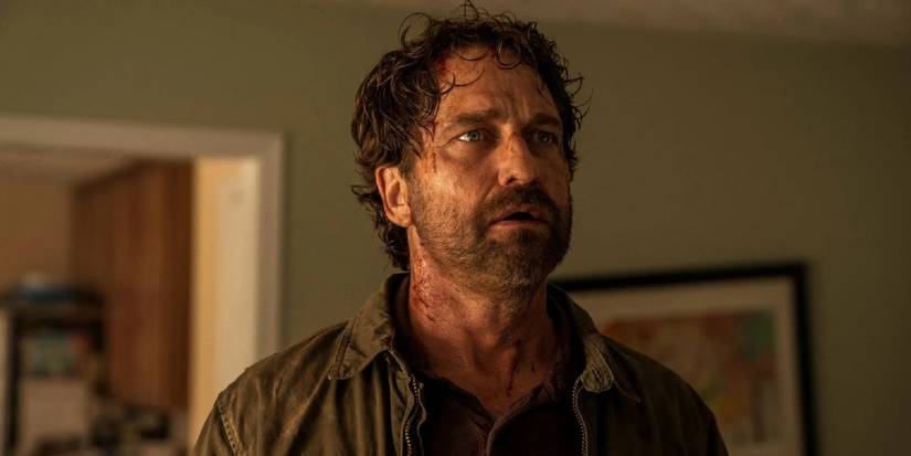 Gerard Butler with scars on his face in Greenland