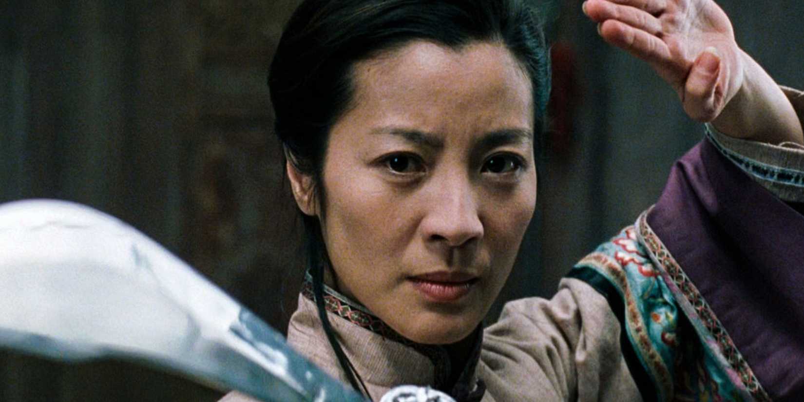 Michelle Yeoh with a sword in Crouching Tiger, Hidden Dragon.