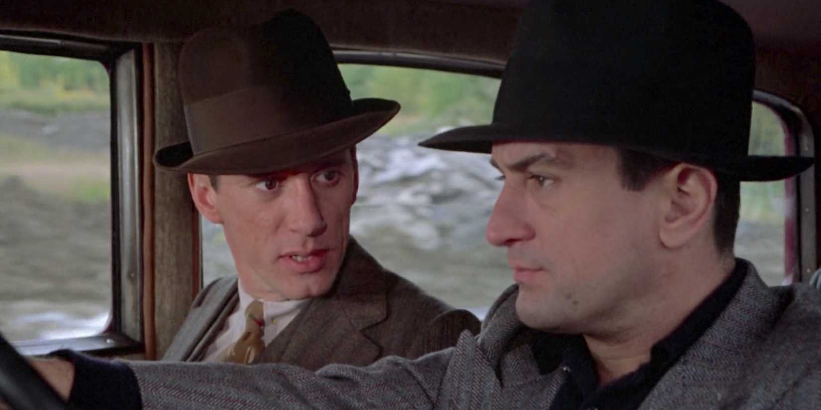 Robert De Niro and James Woods in a car in Sergio Leone's Once Upon a Time in America.