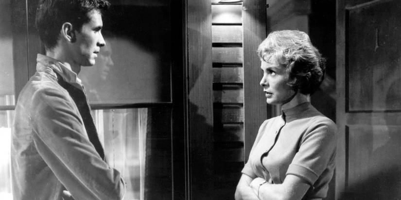 Anthony Perkins as Norman Bates and Janet Leigh as Marion Crane in Psycho (1960)