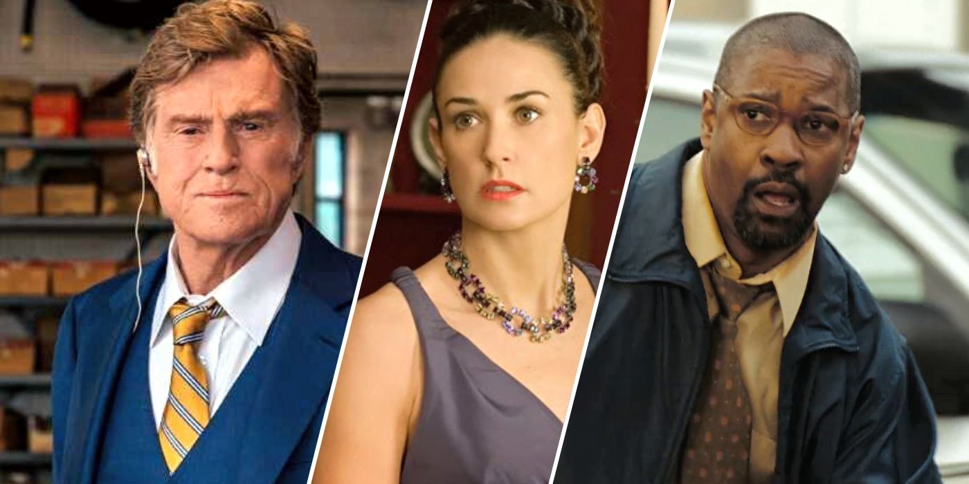 Robert Redford in The Man and the Gun, Demi Moore in Flawless and Denzel Washington in The Taking of Pelham 123