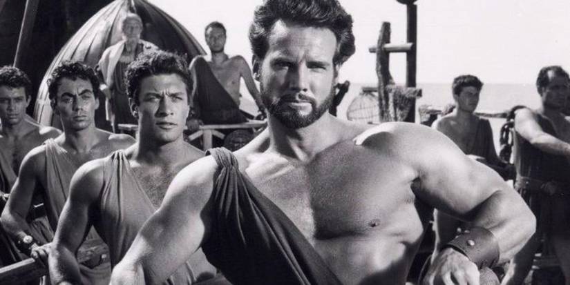 Hercules rowing a boat in 1958's Hercules