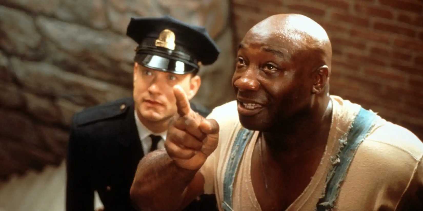 Tom Hanks and Michael Clarke Duncan as Paul and John looking up in The Green Mile (1999).