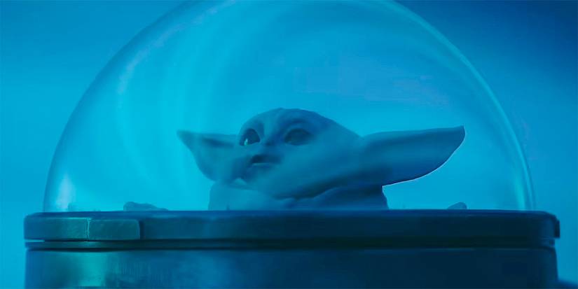 Grogu looking at the purrgil in The Mandalorian Season 3