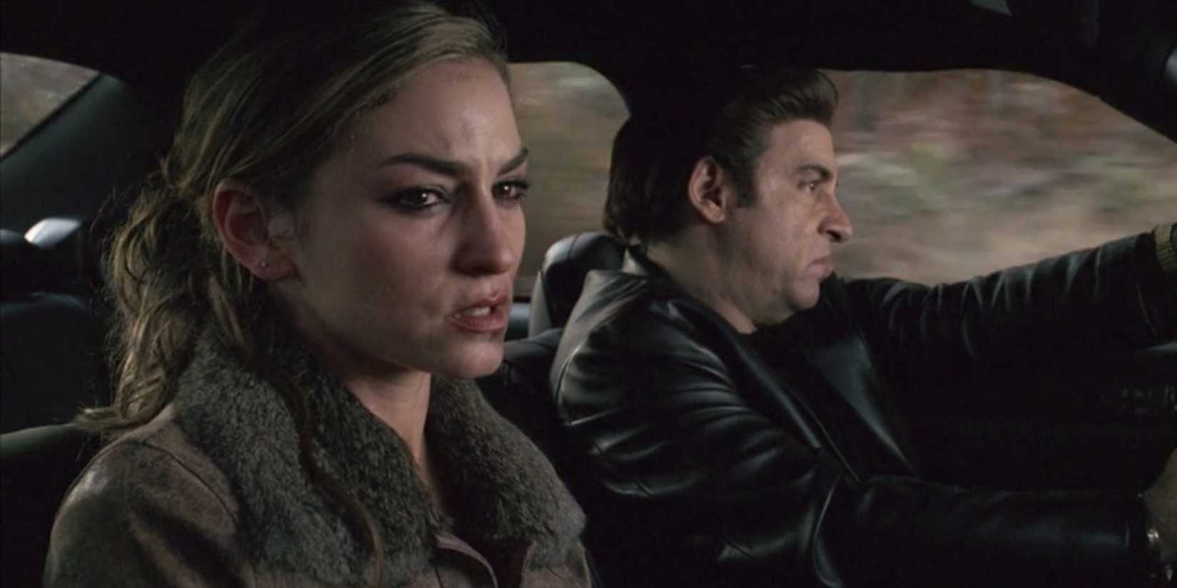 Silvio driving a terrified Adriana in The Sopranos.