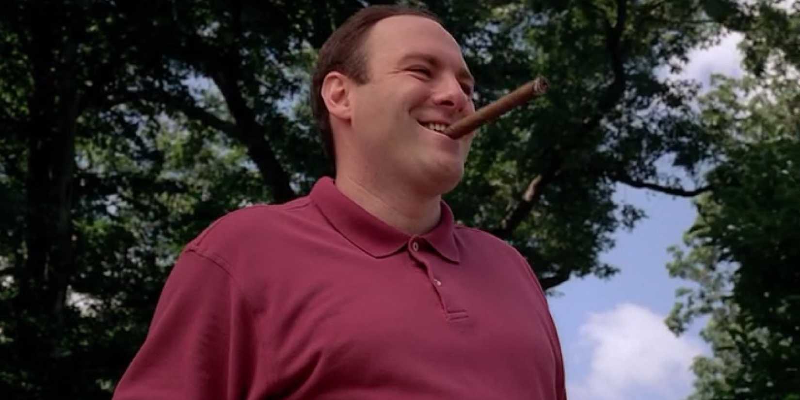 Tony Soprano smoking a cigar in the pilot of 'The Sopranos.'