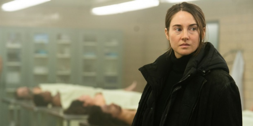 Shailene Woodley looking to her left intently in To Catch a Killer