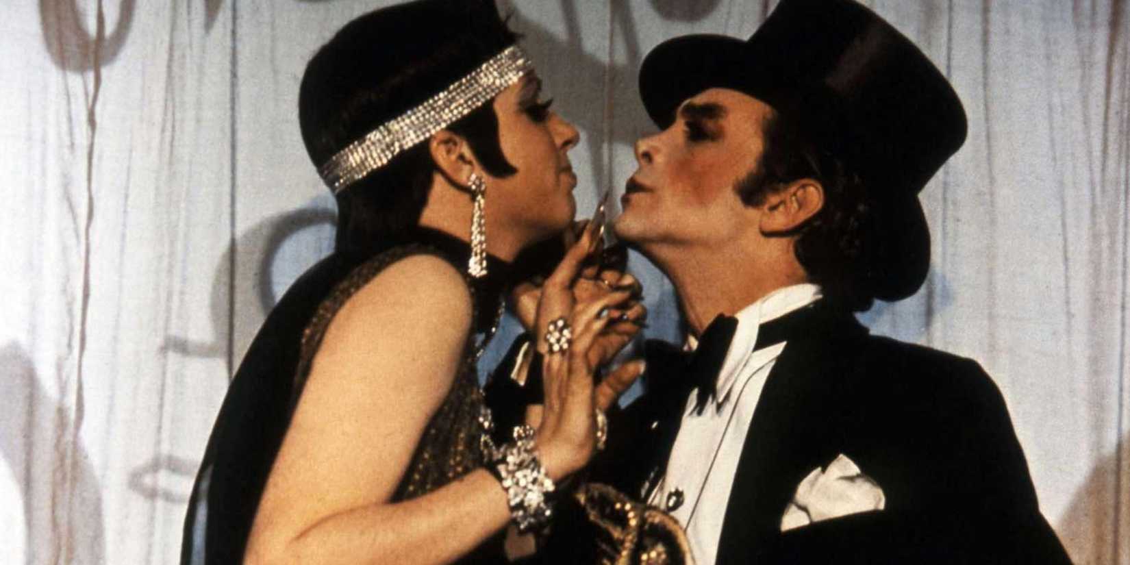 Sally Bowles and the MC singing on stage in Cabaret
