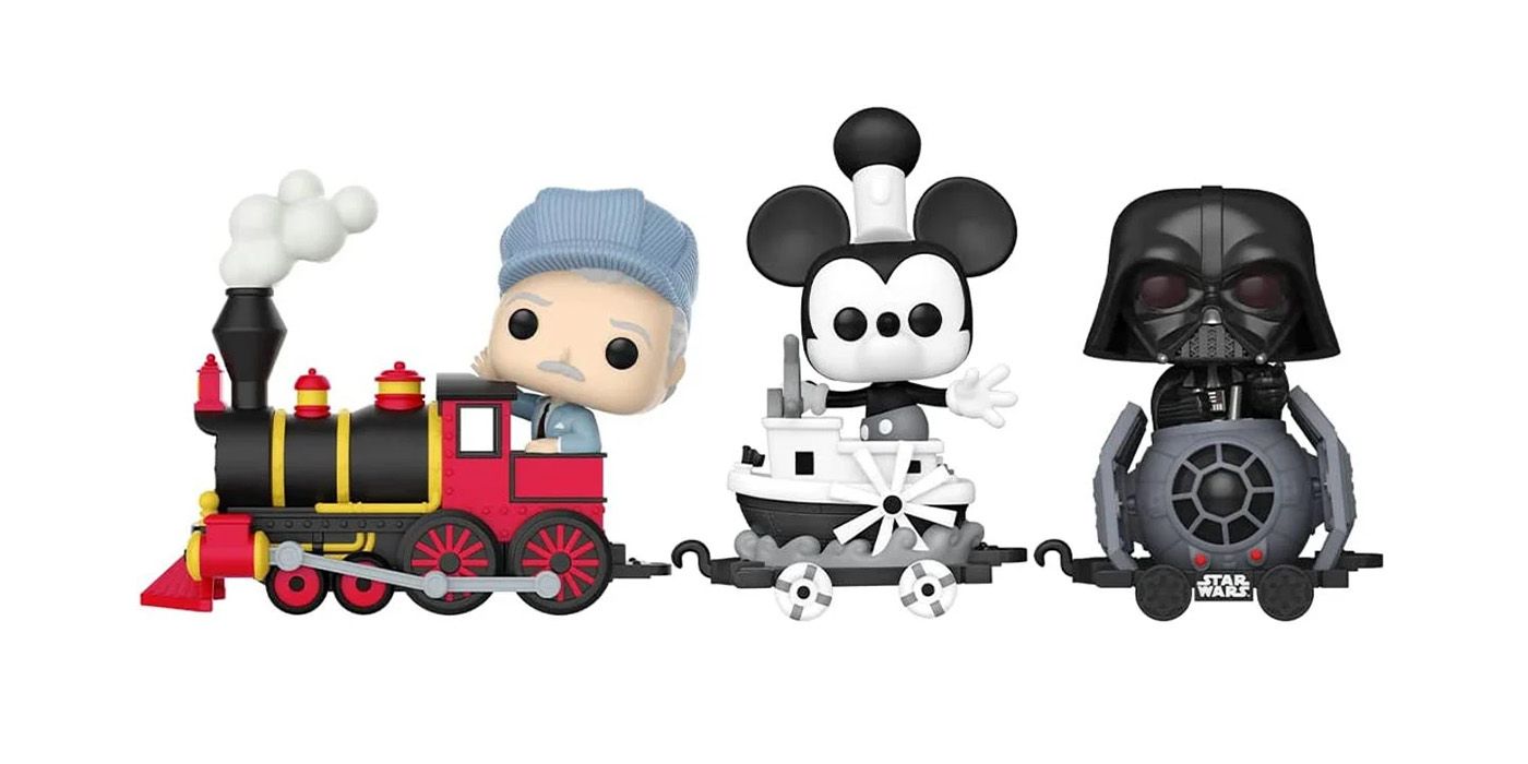 New Disney 100 Funko Trains Take Darth Vader and Steamboat Willie