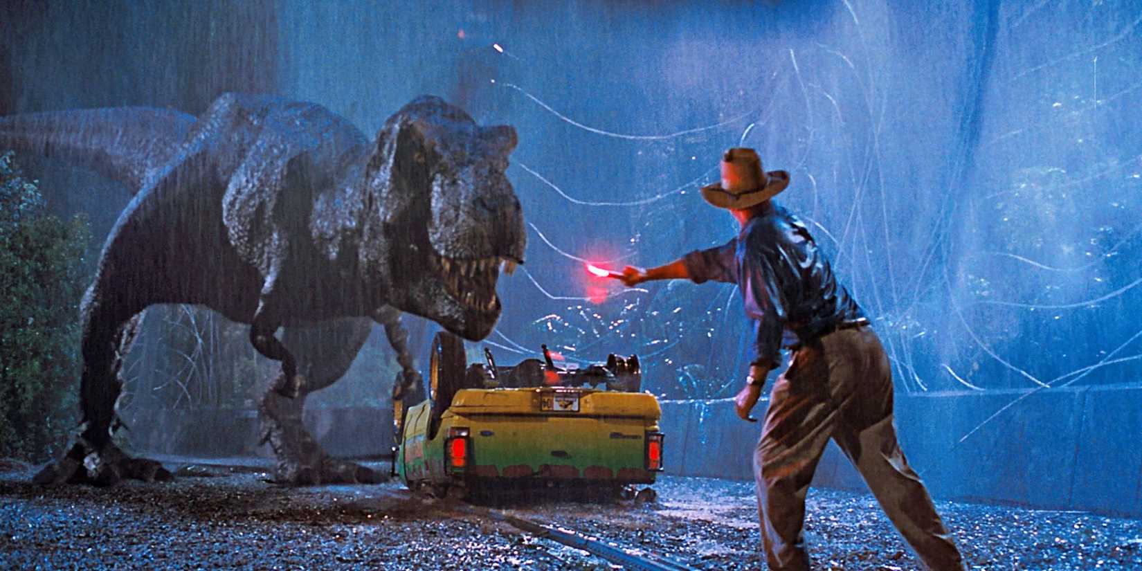 Alan Grant distracting the T-Rex with a flare in Jurassic Park.