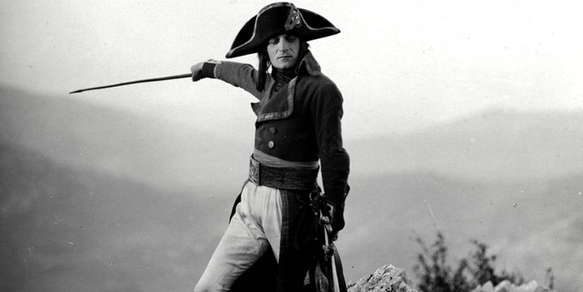 Napoleon holding a sword in the 1927 Abel Gance film, Napoleon. 