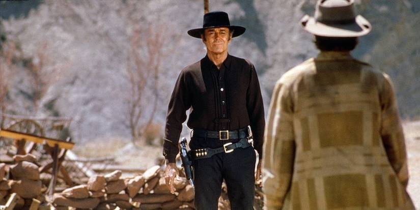 Harmonica (Charles Bronson) confronting Frank (Henry Fonda) in Once Upon a Time in the West