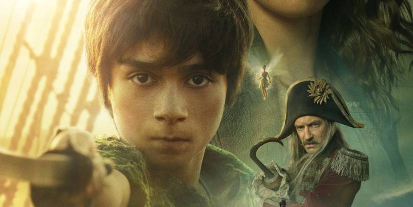 Peter Pan, Tinker Bell, and Captain Hook on the poster for Peter Pan & Wendy.