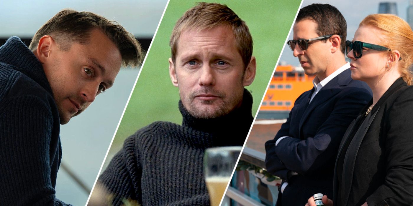 Roman Roy, Lukas Matsson, Kendall and Shiv Roy in Succession