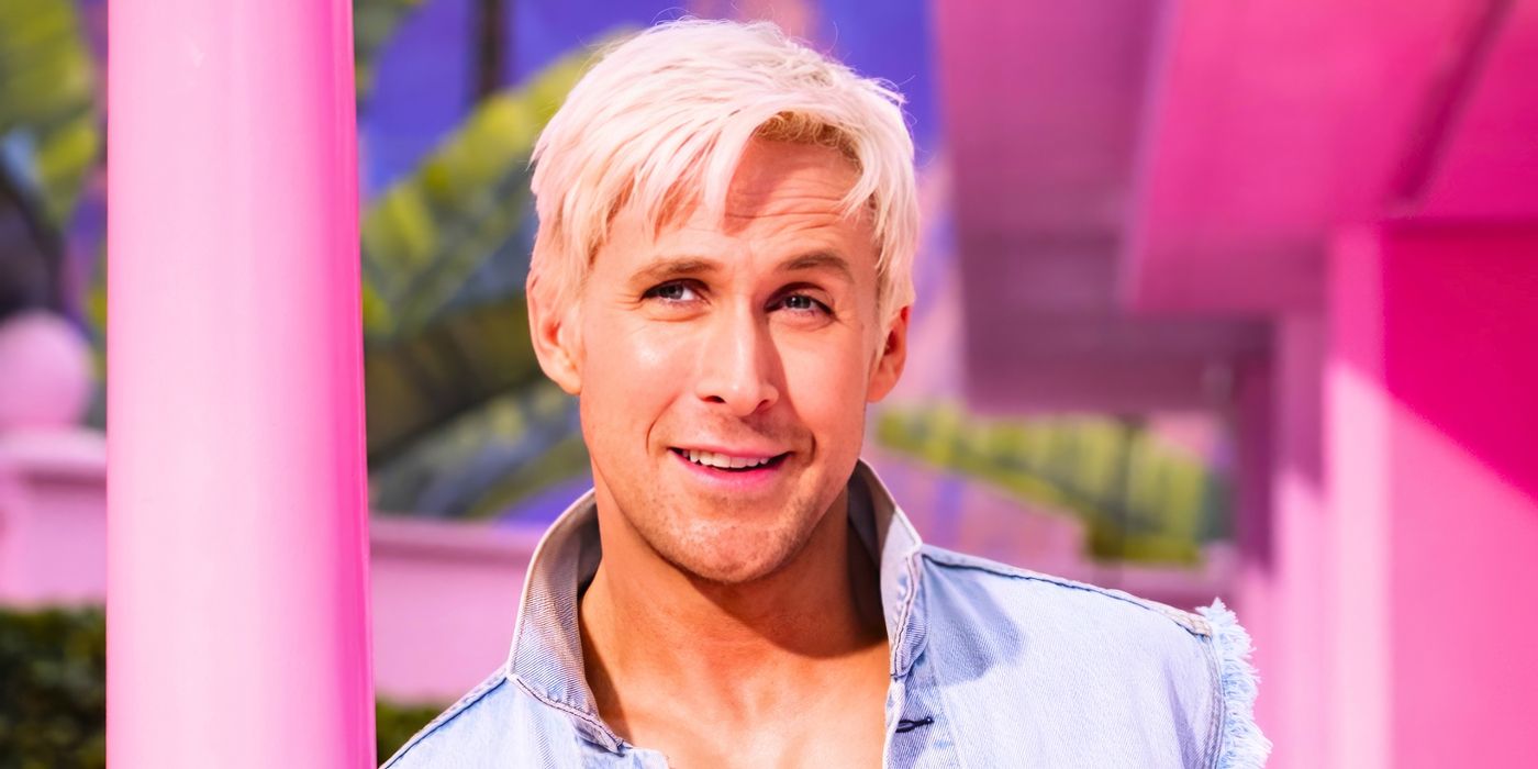 Ryan Gosling as Ken smiling and looking to the distance in Barbie (2023) 2